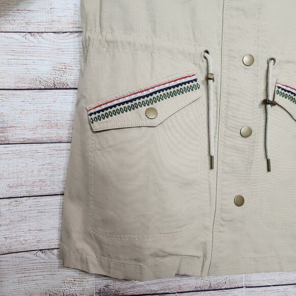 NWT Monroe & Main Women's Brown Button Embroidered Back Military Style Jacket M - Picture 5 of 16